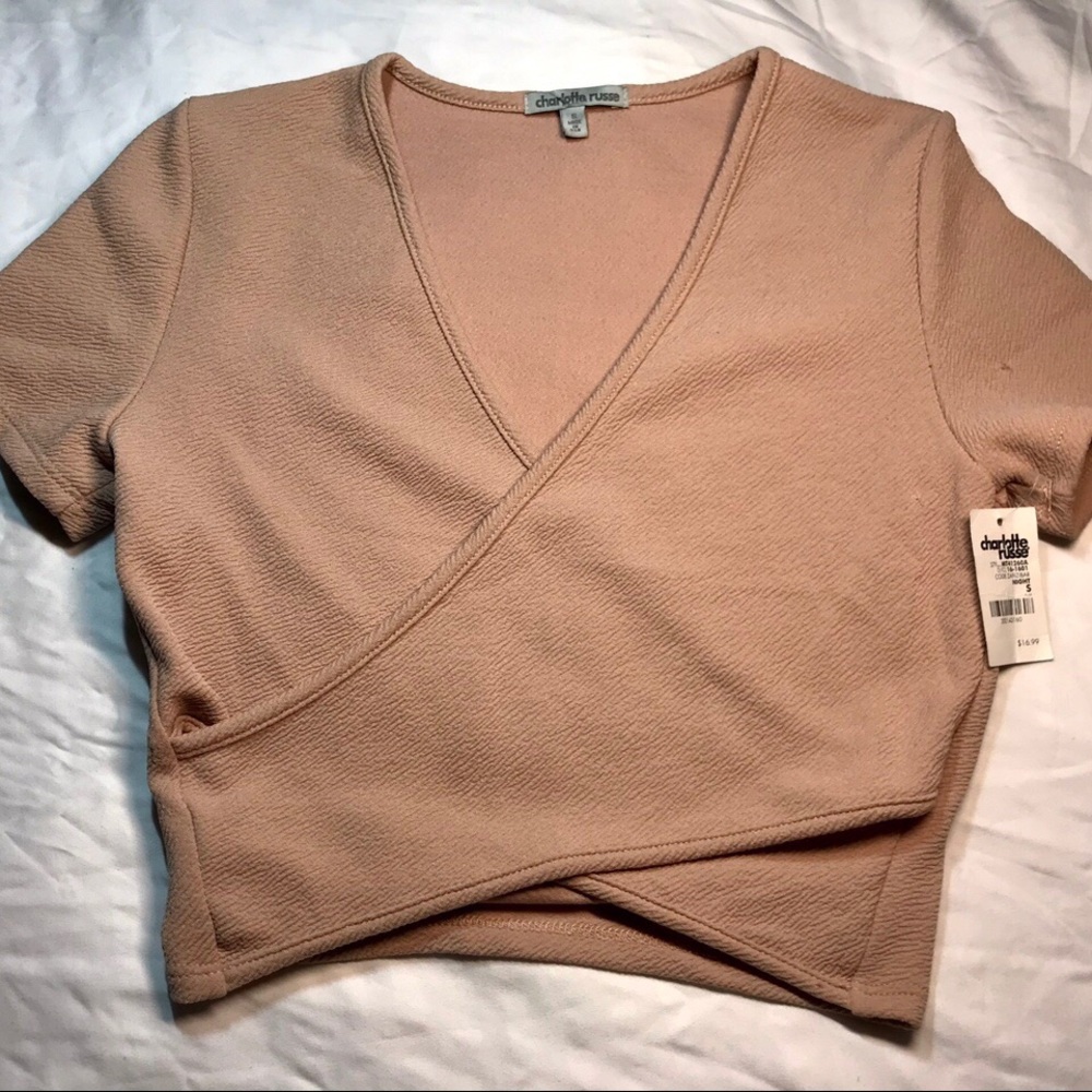 Nude Surplice Crop Top